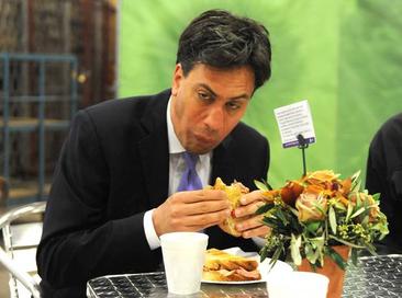 Ed Miliband eating sandwich