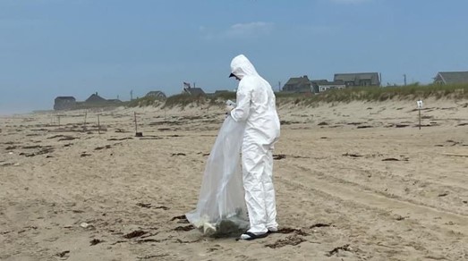 man in protective suit